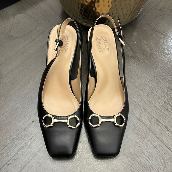 NATURALIZER Keeley Slingback Pumps Women's Shoes In Black Leather - Picture 5 of 11